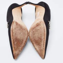 Pre Owned Manolo Blahnik Black Satin Nadira Pumps Size 38