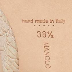 Pre Owned Manolo Blahnik Beige Lace Hangisi  Pumps Size 38.5