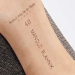 Pre Owned Manolo Blahnik Metallic Bronze/Silver Lurex Fabric and Glitter Hangisi Pumps Size 40