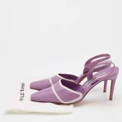 Pre Owned Manolo Blahnik Light Purple Leather Slingback Pumps Size 41