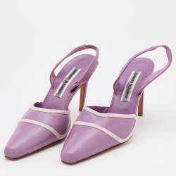 Pre Owned Manolo Blahnik Light Purple Leather Slingback Pumps Size 41