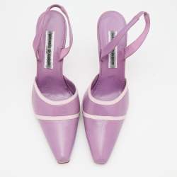 Pre Owned Manolo Blahnik Light Purple Leather Slingback Pumps Size 41