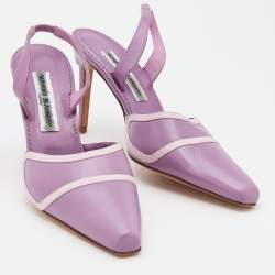 Pre Owned Manolo Blahnik Light Purple Leather Slingback Pumps Size 41
