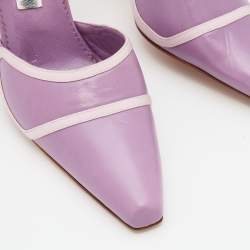 Pre Owned Manolo Blahnik Light Purple Leather Slingback Pumps Size 41