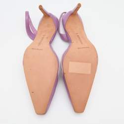 Pre Owned Manolo Blahnik Light Purple Leather Slingback Pumps Size 41