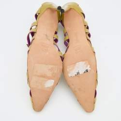 Pre Owned Manolo Blahnik Yellow Leather Cut Out Pumps Size 40