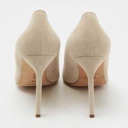 Pre Owned Manolo Blahnik Beige/Red Suede Bipunta Pointed Toe Pumps Size 38