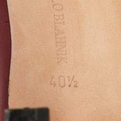 Pre Owned Manolo Blahnik Burgundy Leather Pointed Toe  Pumps Size 40.5