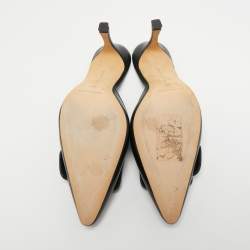 Manolo Blahnik Black Leather Maysale Mules Size 37