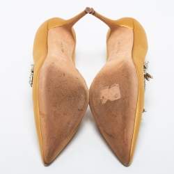 Pre Owned Manolo Blahnik Mustard Yellow Satin Nadira Pumps Size 38.5
