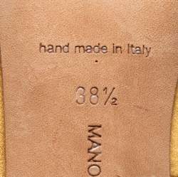 Pre Owned Manolo Blahnik Mustard Yellow Satin Nadira Pumps Size 38.5