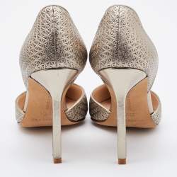 Manolo Blahnik  Metallic Gold Embossed Leather Tayler Pointed Toe D'orsay Pumps Size 36.5