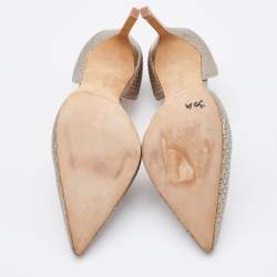 Manolo Blahnik  Metallic Gold Embossed Leather Tayler Pointed Toe D'orsay Pumps Size 36.5