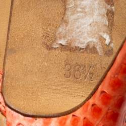 Pre Owned Manolo Blahnik Pink/Beige Snakeskin and Leather Slingback Sandals Size 36.5