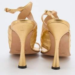 Manolo Blahnik Gold Leather Ankle Strap Sandals Size 40