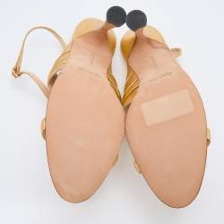Manolo Blahnik Gold Leather Ankle Strap Sandals Size 40
