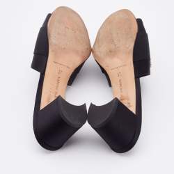 Manolo Blahnik Black Satin Martamod Crystal Embellished Mules Size 37