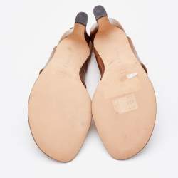 Pre Owned Manolo Blahnik Metallic Bronze Leather Thong Slingback Sandals Size 39