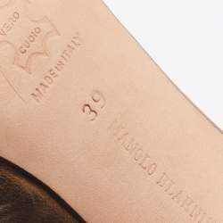 Pre Owned Manolo Blahnik Metallic Bronze Leather Thong Slingback Sandals Size 39