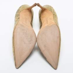 Pre Owned Manolo Blahnik Gold Lurex Fabric BB Pumps Size 37.5