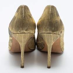 Pre Owned Manolo Blahnik Gold Lurex Fabric BB Pumps Size 37.5