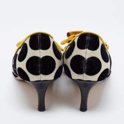 Pre Owned Manolo Blahnik Tricolor Polka Dot Velvet Gorina Pumps Size 36
