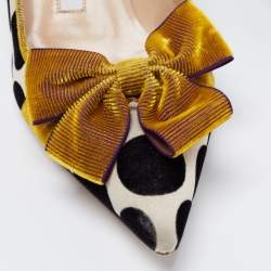 Pre Owned Manolo Blahnik Tricolor Polka Dot Velvet Gorina Pumps Size 36
