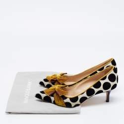 Pre Owned Manolo Blahnik Tricolor Polka Dot Velvet Gorina Pumps Size 36
