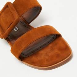 Pre Owned Manolo Blahnik Light Brown Suede Tituba Sandals Size 38