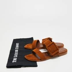 Pre Owned Manolo Blahnik Light Brown Suede Tituba Sandals Size 38