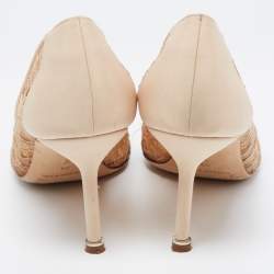 Pre Owned Manolo Blahnik Beige Lace and Satin Hangisi Pumps Size 39