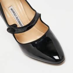 Pre Owned Manolo Blahnik Black Patent  Camparinew Pumps Size 37.5