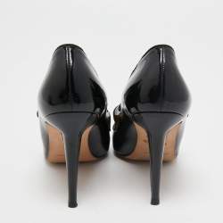 Pre Owned Manolo Blahnik Black Patent  Camparinew Pumps Size 37.5