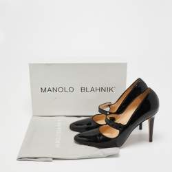 Pre Owned Manolo Blahnik Black Patent  Camparinew Pumps Size 37.5