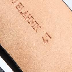 Pre Owned Manolo Blahnik Pink/Black Tweed and Leather T-Bar Square Toe Pumps Size 41