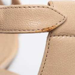 Pre Owned Manolo Blahnik Beige Leather Chaos Sandals Size 35.5