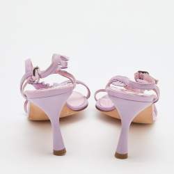 Manolo Blahnik Lilac Leather and Suede Tigrata Strappy Sandals Size 40.5
