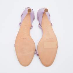 Manolo Blahnik Lilac Leather and Suede Tigrata Strappy Sandals Size 40.5