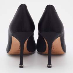 Pre Owned Manolo Blahnik Black Satin Hangisi Crystal Embellished Pumps Size 40