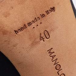 Pre Owned Manolo Blahnik Black Satin Hangisi Crystal Embellished Pumps Size 40