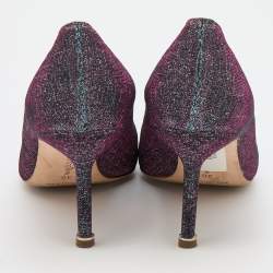 Pre Owned Manolo Blahnik Multicolor Glitter Hangisi Pumps Size 38