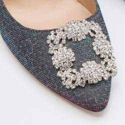 Pre Owned Manolo Blahnik Multicolor Glitter Hangisi Pumps Size 38