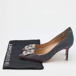 Pre Owned Manolo Blahnik Multicolor Glitter Hangisi Pumps Size 38