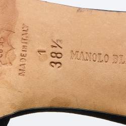 Pre Owned Manolo Blahnik Black Satin Crystal Embellished Sedaraby D'Orsay Open Toe Pumps Size 38.5