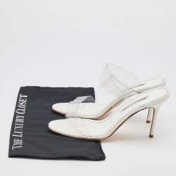 Pre Owned Manolo Blahnik Transparent PVC Scolto Strap Slide Sandals Size 39