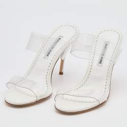 Pre Owned Manolo Blahnik Transparent PVC Scolto Strap Slide Sandals Size 39