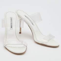 Pre Owned Manolo Blahnik Transparent PVC Scolto Strap Slide Sandals Size 39