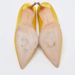 Pre Owned Manolo Blahnik Yellow Satin Embellished Nadira Pumps Size 35