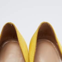 Pre Owned Manolo Blahnik Yellow Satin Embellished Nadira Pumps Size 35