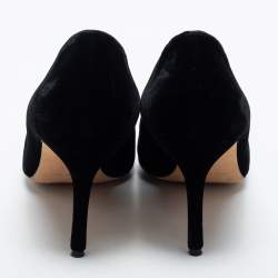 Manolo Blahnik Black Velvet 'Eufrasia' Pointed Toe Pumps Size 38.5